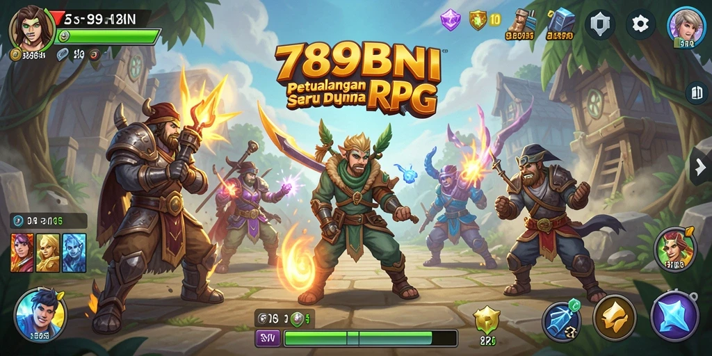 Screenshot gameplay RPG 789BNI dengan karakter menjelajahi dunia fantastis.
