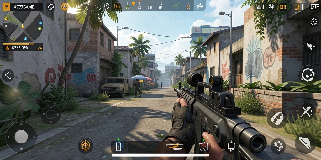 Tangkapan layar A777GAME menampilkan aksi seru dalam pertempuran TPS.