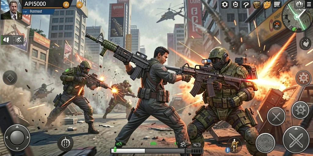 Screenshot gameplay API5000 menampilkan aksi menegangkan dan pertarungan intens.