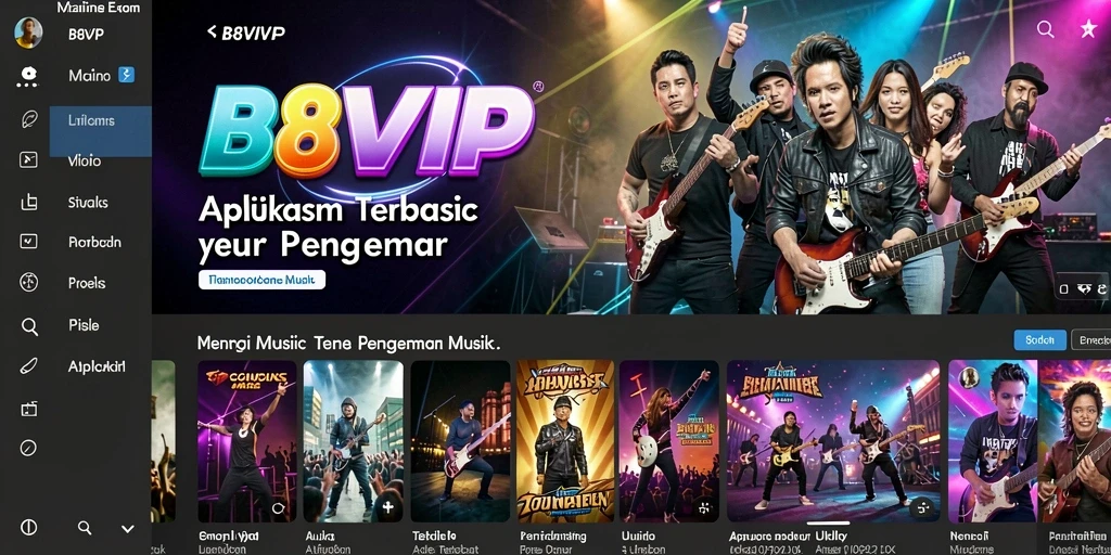 Tampilan gameplay B8VIP yang menampilkan berbagai opsi musik dan antarmuka yang menarik.