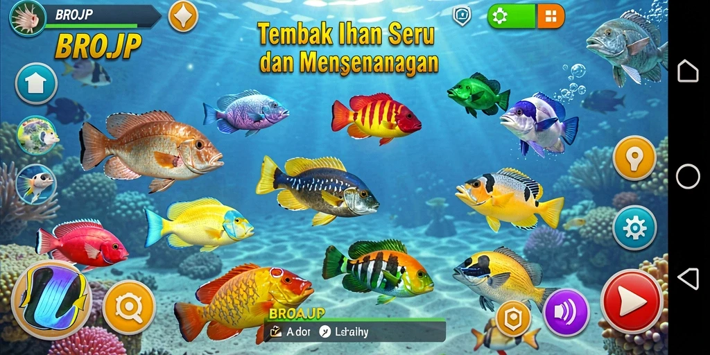 Tampilan seru dari gameplay BROJP saat menembak ikan.