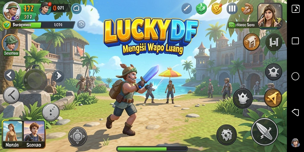 Tampilan gameplay LUCKYDF yang ceria dan menghibur.