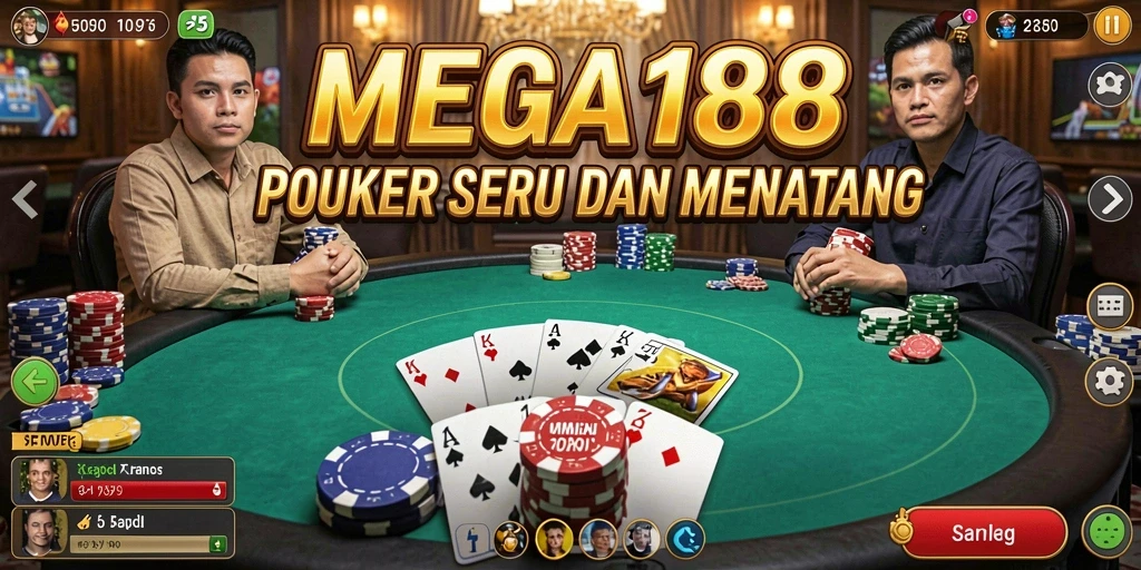 Screenshot gameplay MEGA188 menampilkan keseruan permainan Poker.