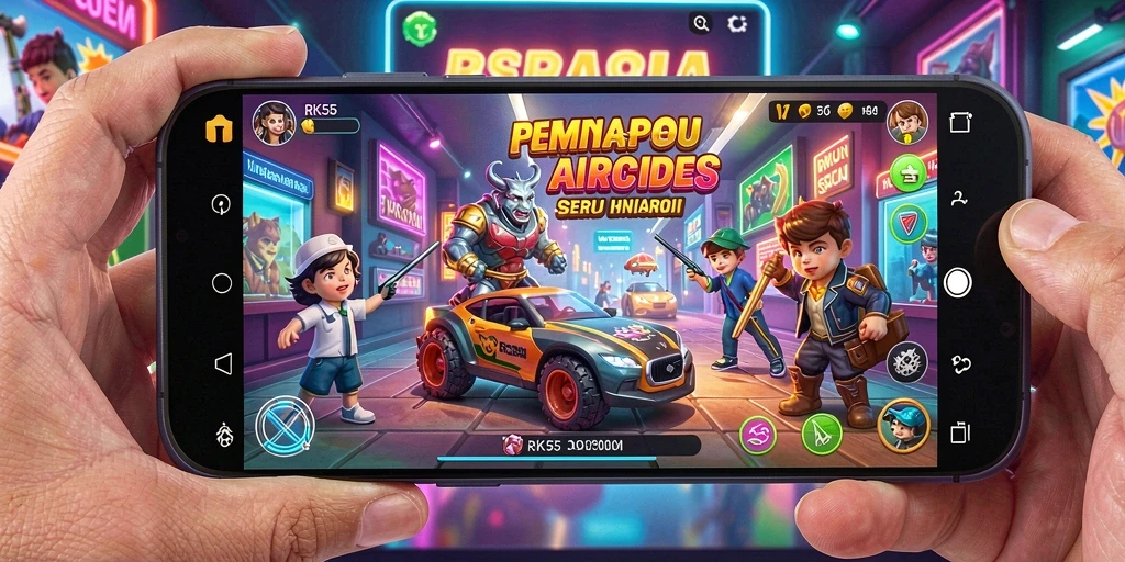 Tampilan gameplay menarik dari RK55 yang menampilkan aksi arcade seru.