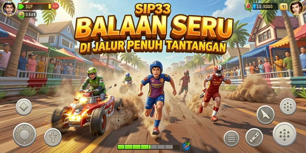 Tampilan gameplay SIP33 yang mendebarkan dan penuh aksi balapan.