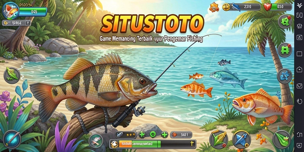 Screenshot menampilkan gameplay memancing yang seru dan interaktif.