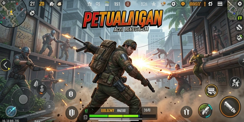 Tangkapan layar gameplay V21 dengan aksi mendebarkan.