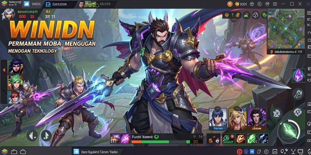 Screenshot gameplay WINIDN menampilkan aksi pertempuran MOBA yang seru.